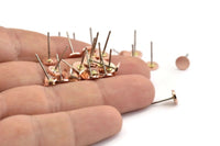 Copper Round Earring, 12 Raw Copper Round Stud Earrings (6x0.80mm) M001 A1496