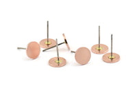 Copper Round Earring, 12 Raw Copper Round Stud Earrings (8x0.80mm) M002 A1497