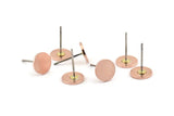 Copper Round Earring, 12 Raw Copper Round Stud Earrings (8x0.80mm) M002 A1497