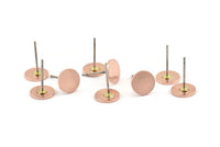 Copper Round Earring, 12 Raw Copper Round Stud Earrings (8x0.80mm) M002 A1497