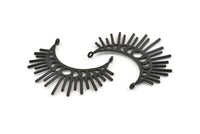Moon Phases Pendant, 2 Oxidized Black Brass Crescent Pendants With 2 Loops, Earring Findings (48x23x1mm) N1017 S684