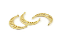 Moon Phases Pendant, 4 Gold Plated Brass Crescent Pendants With 2 Loops, Earring Findings (25x6x1mm) N0992 Q0850