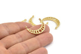 Moon Phases Pendant, 4 Gold Plated Brass Crescent Pendants With 2 Loops, Earring Findings (25x6x1mm) N0992 Q0850