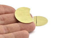 Brass Moon Earring, 4 Textured Raw Brass Moon Stud Earrings (28x21x0.80mm) M062 A1507