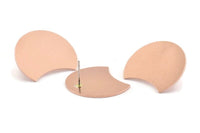 Copper Moon Earring, 4 Raw Copper Moon Stud Earrings (28x21x0.80mm) M018 A1509