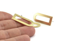 D Shape Earring, 8 Raw Brass D Shape Stud Earrings (30x13x0.80mm) M070 A1510