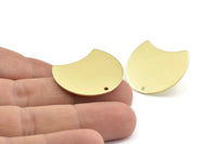 Brass Moon Earring, 4 Raw Brass Moon Stud Earrings With 1 Hole (28x21x0.80mm) M055 A1512