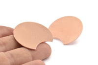 Copper Moon Earring, 4 Raw Copper Moon Stud Earrings (35x28x0.80mm) M032 A1514