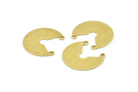 Dairesel Charm, 12 Ham Pirinç - Pirinç Charm - Charm Kolye - 2 Döngülü Pirinç Daire Charmlar, Boşluklar (23x21x0,80 mm) A1520