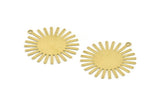 Brass Sun Charm, 12 Raw Brass Sunshine Pendants With 1 Loop, Findings (33x30x0.50mm) A1519
