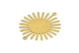Brass Sun Charm, 12 Raw Brass Sunshine Pendants With 2 Loops, Connectors, Findings (36x30x0.50mm) A1518