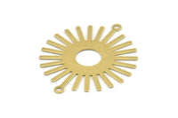 Brass Sun Charm, 12 Raw Brass Sunshine Pendants With 2 Loops, Connectors, Findings (36x30x0.50mm) A1516