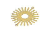 Brass Sun Charm, 12 Raw Brass Sunshine Pendants With 2 Loops, Connectors, Findings (36x30x0.50mm) A1516