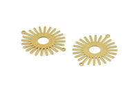 Brass Sun Charm, 12 Raw Brass Sunshine Pendants With 2 Loops, Connectors, Findings (36x30x0.50mm) A1516