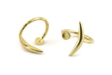 Brass Ring Settings, 10 Raw Brass Moon And Planet Ring With 1 Stone Setting - Pad Size 4mm N1285