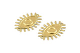 Brass Eye Charm, 24 Raw Brass Eye Pendants With 2 Hole (26x19mm) D1483