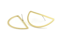 Brass Half Moon Earring, 6 Raw Brass Semi Circle Stud Earrings (23x45x2x1mm) D1493 A1457