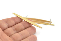 Brass Stick Earring, 6 Textured Raw Brass Stick Stud Earrings With 1 Hole (62x6x1mm) D0697 A1456