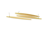Brass Stick Earring, 6 Textured Raw Brass Stick Stud Earrings With 1 Hole (62x6x1mm) D0697 A1456