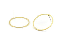Brass Circle Earring, 10 Raw Brass Circle Stud Earrings (26x1x1mm) Bs 1091 A1454
