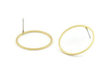 Brass Circle Earring, 10 Raw Brass Circle Stud Earrings (26x1x1mm) Bs 1091 A1454