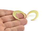 Brass Moon Earring, 8 Raw Brass Crescent Moon Stud Earrings (30x28x0.80mm) A1437 A1451