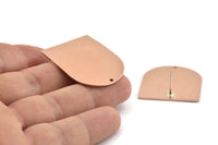 D Shape Earring, 2 Raw Copper D Shaped Stud Earrings With 1 Hole (35x28x0.80mm) M022 A1526