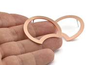 Copper Moon Earring, 4 Raw Copper Moon Stud Earrings (35x28x0.80mm) M027 A1525