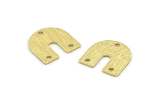 Brass U Shape Charm, 24 Textured Raw Brass U Shaped Charms With 3 Holes, Blank (15x0.80mm) M333