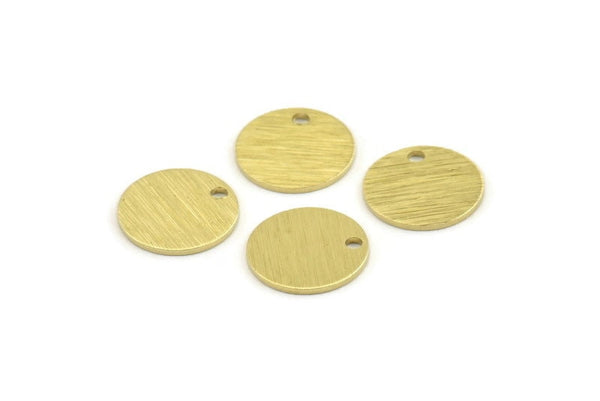 Brass Round Tag, 24 Textured Raw Brass Round Tags With 1 Hole, Stamping Tags (11x0.80mm) M02557