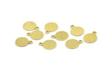 Brass Circle Charm, 24 Textured Raw Brass Round Tags With 1 Loop, Findings (13x10x0.80mm) M340