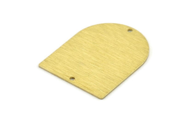 D Shape Charm, 4 Textured Raw Brass D Shaped Charms With 2 Holes, Stamping Blanks, Findings (35x28x0.80mm) M350