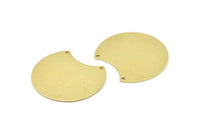 Brass Moon Charm, 4 Raw Brass Moon Stamping Blanks With 2 Holes, Connectors (35x28x0.80mm) M108