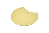 Brass Moon Charm, 4 Raw Brass Moon Stamping Blanks With 2 Holes, Connectors (35x28x0.80mm) M110