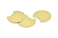 Brass Moon Charm, 4 Raw Brass Moon Stamping Blanks With 2 Holes, Connectors (35x28x0.80mm) M110