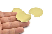 Brass Moon Charm, 4 Raw Brass Moon Stamping Blanks With 2 Holes, Connectors (35x28x0.80mm) M110
