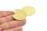Brass Moon Charm, 4 Textured Raw Brass Moon Stamping Blanks With 2 Holes, Connectors (35x28x0.80mm) M104