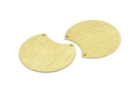 Brass Moon Charm, 4 Textured Raw Brass Moon Stamping Blanks With 2 Holes, Connectors (35x28x0.80mm) M105