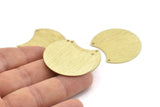 Brass Moon Charm, 4 Textured Raw Brass Moon Stamping Blanks With 2 Holes, Connectors (35x28x0.80mm) M105