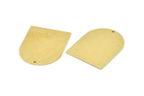 D Shape Charm, 4 Raw Brass D Shaped Charms With 1 Hole, Stamping Blanks, Findings (35x28x0.80mm) M356