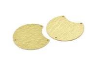 Brass Moon Charm, 4 Textured Raw Brass Moon Stamping Blanks With 3 Holes, Connectors (35x28x0.80mm) M106