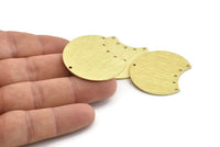 Brass Moon Charm, 4 Textured Raw Brass Moon Stamping Blanks With 6 Holes, Connectors (35x28x0.80mm) M107