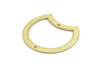 Brass Moon Charm, 10 Textured Raw Brass Moon Charms With 2 Holes, Connectors (35x28x0.80mm) M125