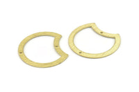 Brass Moon Charm, 10 Textured Raw Brass Moon Charms With 2 Holes, Connectors (35x28x0.80mm) M125