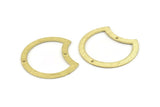 Brass Moon Charm, 10 Textured Raw Brass Moon Charms With 2 Holes, Connectors (35x28x0.80mm) M125
