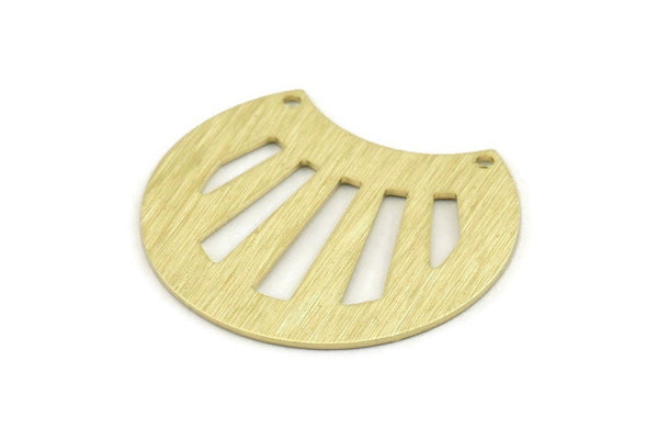 Pirinç Kabuk Kolye, 2 Delikli 4 Dokulu Ham Pirinç Kabuk Tılsımı (35x28x0,80 mm) M130