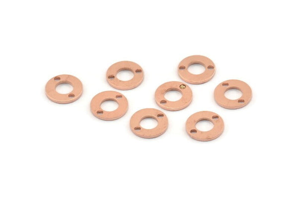 Copper Circle Charm, 100 Raw Copper Circle Connectors With 2 Holes (8x0.80mm) M359