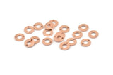 Copper Circle Charm, 100 Raw Copper Circle Connectors With 2 Holes (8x0.80mm) M359