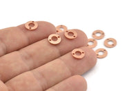 Copper Circle Charm, 100 Raw Copper Circle Connectors With 2 Holes (8x0.80mm) M359