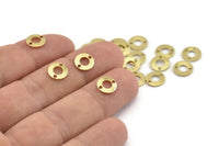 Brass Circle Charm, 100 Raw Brass Circle Connectors With 2 Holes (8x0.80mm) M363